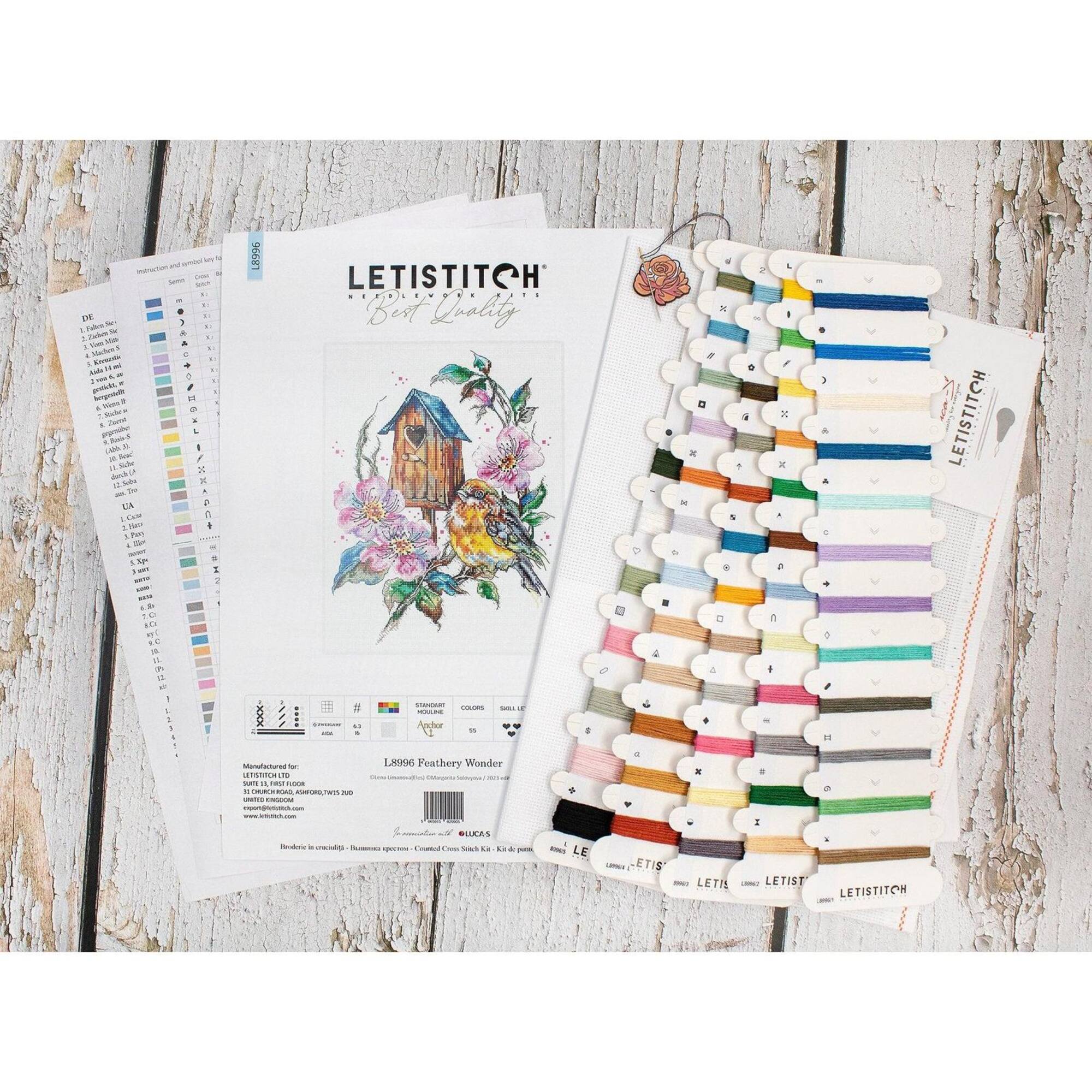 LetiStitch Feathery Wonder Counted Cross Stitch Kit
